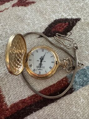 Limited Edition Men's Commemorative Quartz Pocket Watch with Chain 1886-1986